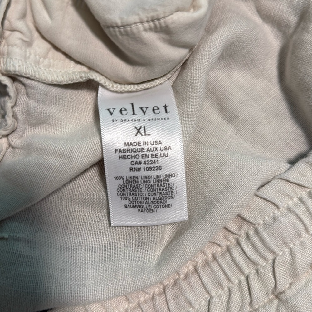 Velvet by Graham and Spencer‎ Linen Pants Cream Drawstring Women's XL - Picture 7 of 9